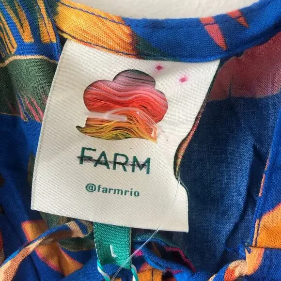 Farm Rio Cover Up Macaw Party Blue Beaded Ties Dress Multicolor Size L - Picture 3 of 11